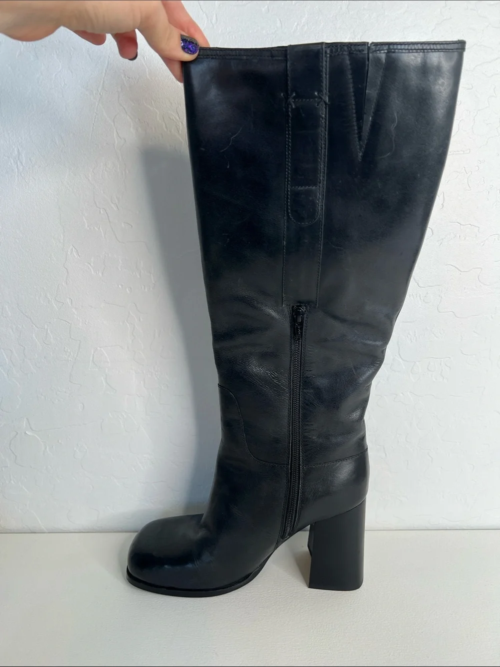 Free People Naomi Tall Leather Boots in Black Size 9